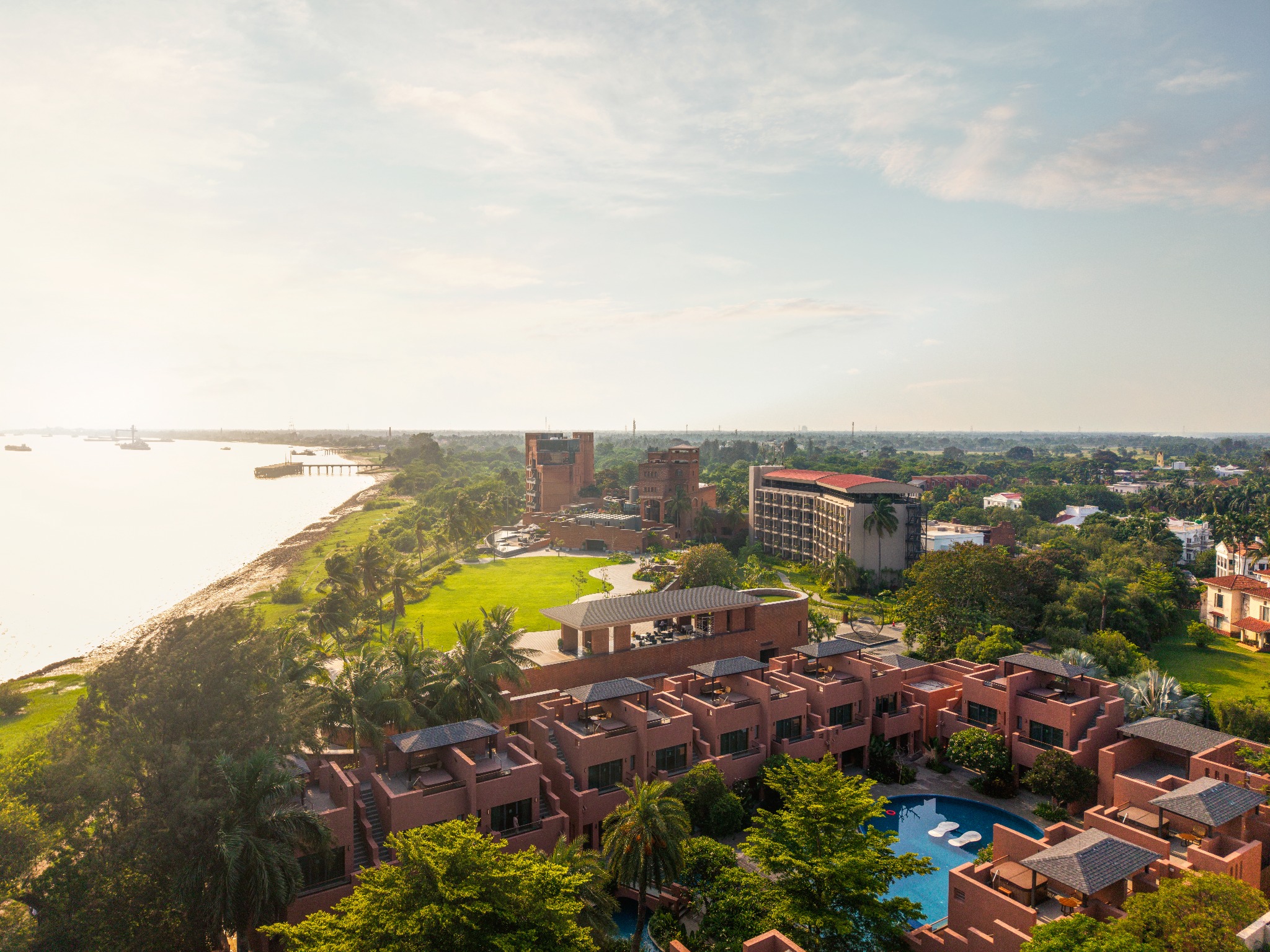 Taj Ganga Kutir riverfront campus and architecture at Raichak