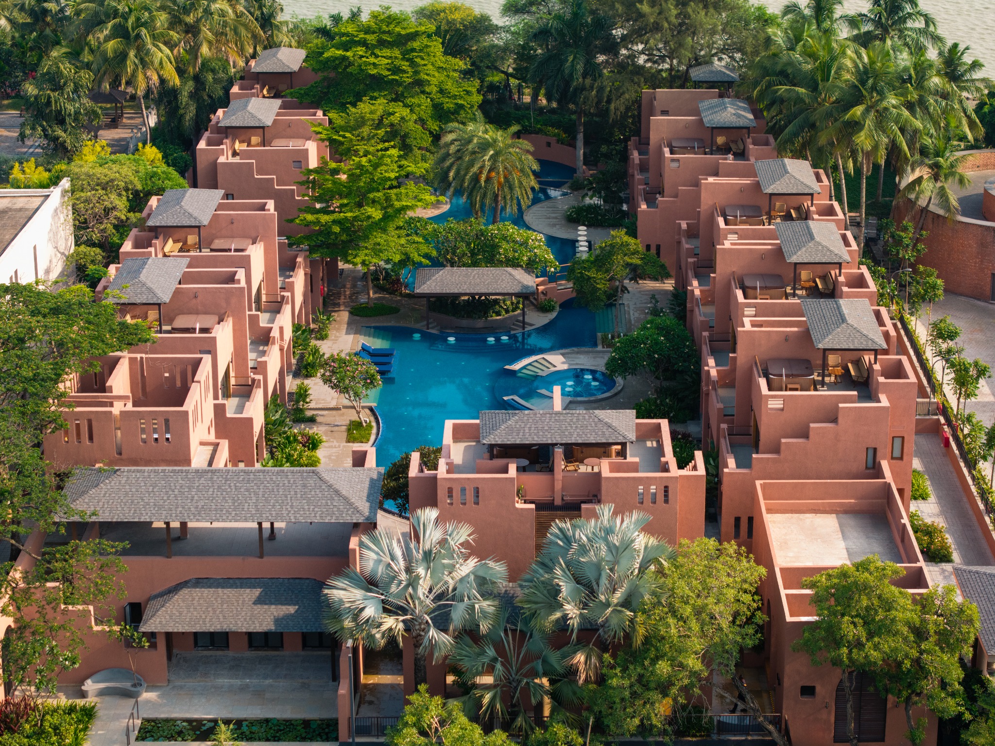 Pool garden woven through guest villas