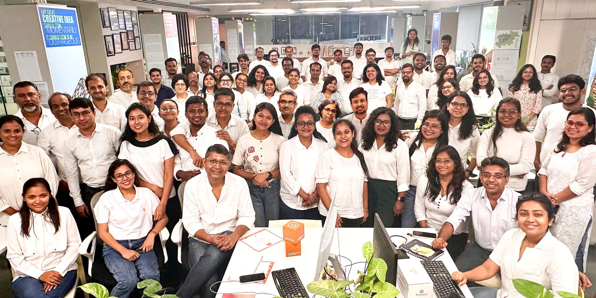 The Salient studio team together in a group photograph